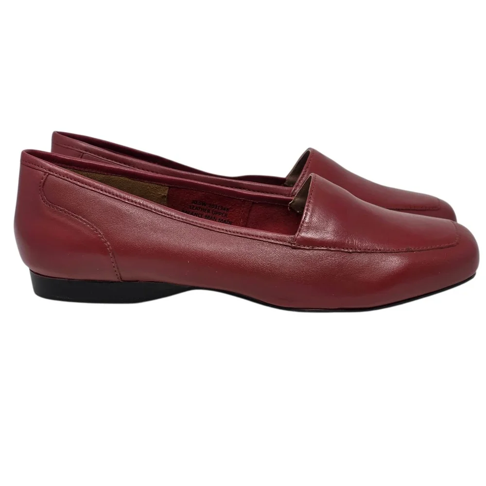 ARRAY Freedom Women 10.5W Chili Red Leather Square Toe Slip On Loafers Flats NIB